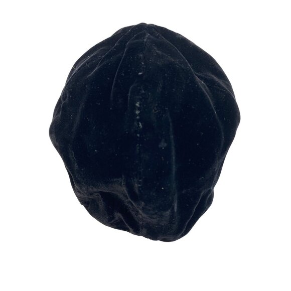 Vintage 60s Velvet Mod Go Go Cap Bow Detail Black 8160 British - Picture 5 of 9